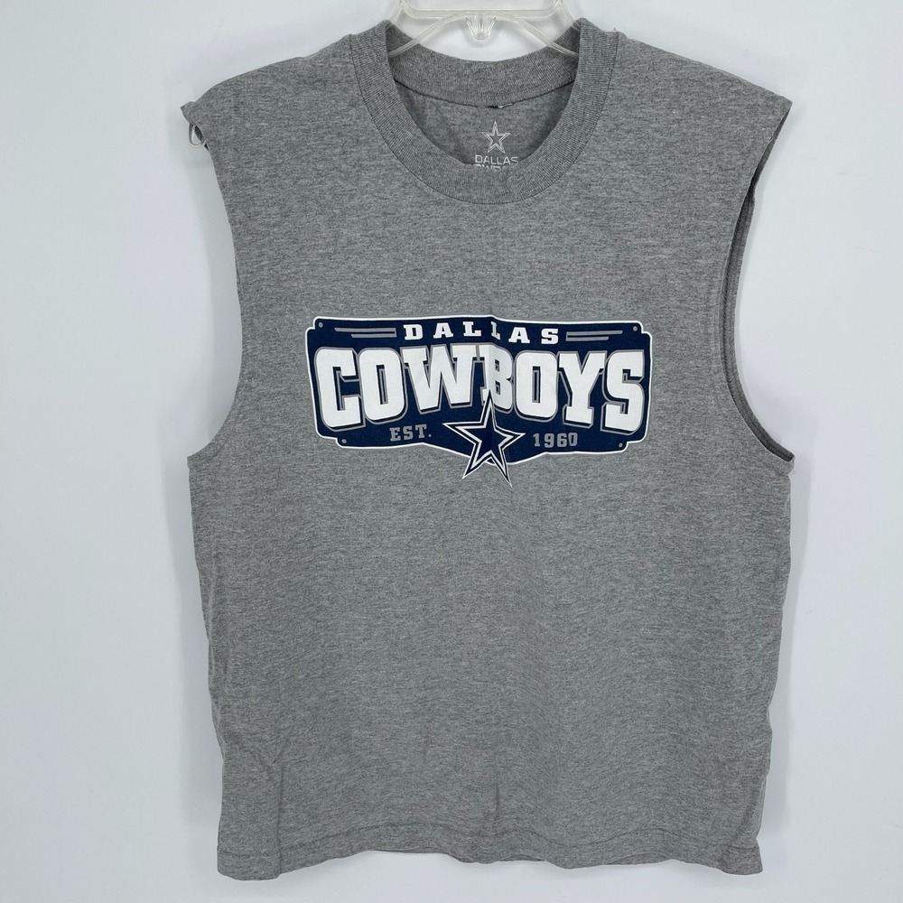 Dallas Cowboys Men's Gray NFL Football Sleeveless Graphic Muscle Tank Top Size L